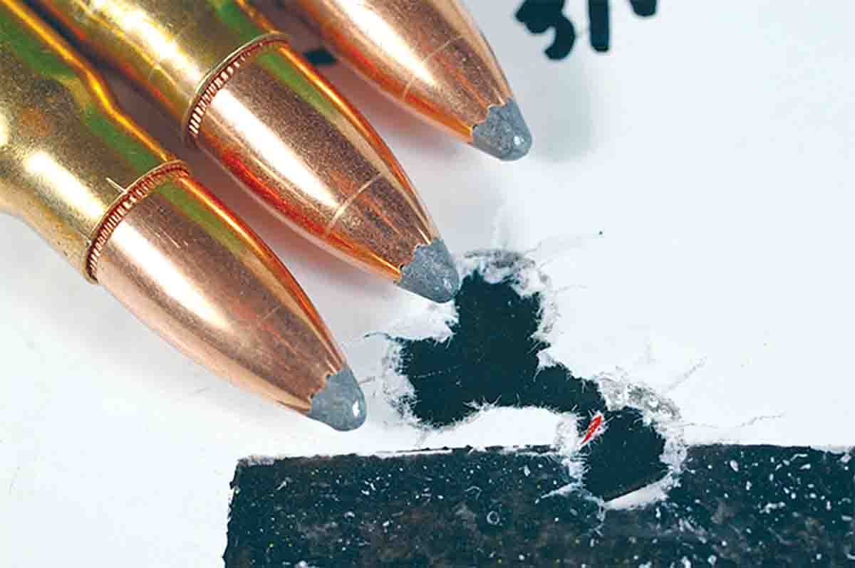 Hornady 123-grain Spire Point bullets loaded over LT-32 and fired from a CZ 527 7.62 x39 formed this 100-yard group.